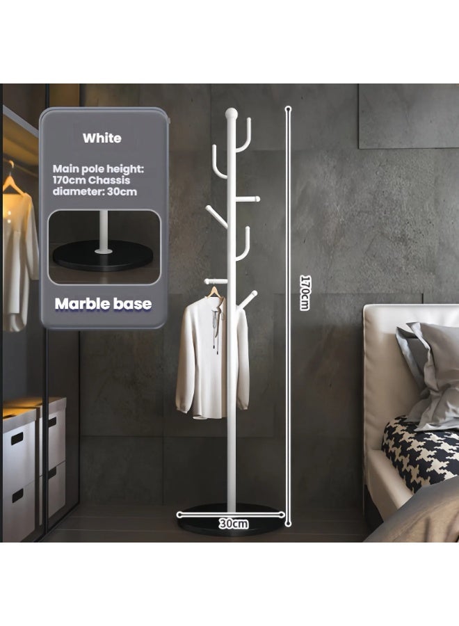 POWER (White) Coat Rack, Marble Base Freestanding Clothes Rack, Metal Coat Rack, Space Saving Hanger Storage Rack for Hanging Clothes, Handbags, Umbrellas - Image 2